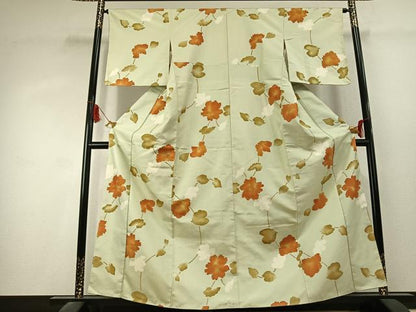 平和屋着物●上質な小紋　草花文　正絹　逸品　未使用　AABK1513fy