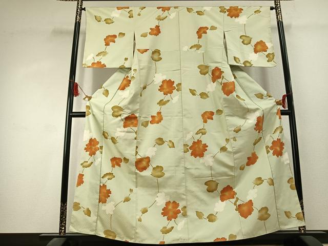 平和屋着物●上質な小紋　草花文　正絹　逸品　未使用　AABK1513fy