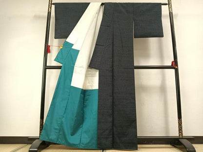 平和屋着物●上質な紬　絣文様　正絹　逸品　AABK1514fy
