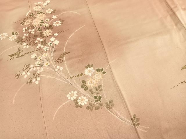 平和屋着物●訪問着　手描き　絞り　草花文　暈し染め　金彩　正絹　逸品　AABK1515fy