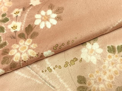 平和屋着物●訪問着　手描き　絞り　草花文　暈し染め　金彩　正絹　逸品　AABK1515fy