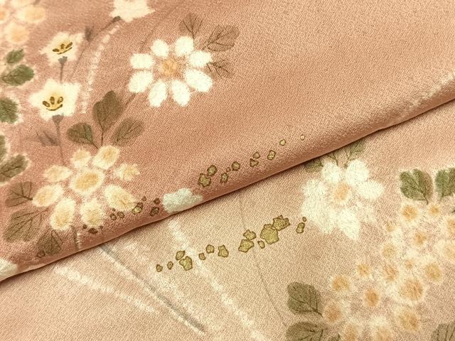 平和屋着物●訪問着　手描き　絞り　草花文　暈し染め　金彩　正絹　逸品　AABK1515fy