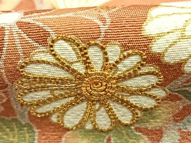 平和屋着物●訪問着　駒刺繍　草花文　金彩　正絹　逸品　未使用　AABK1516fy