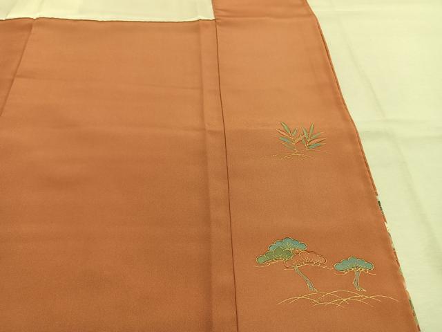 平和屋着物●訪問着　駒刺繍　草花文　金彩　正絹　逸品　未使用　AABK1516fy