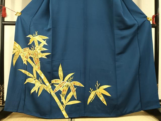 平和屋着物●訪問着　刺繍　笹竹文　金糸　金彩　正絹　逸品　AABK1519fy