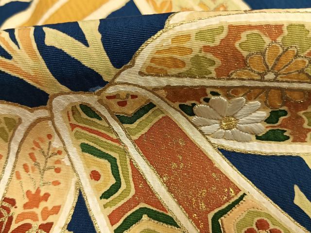 平和屋着物●訪問着　刺繍　笹竹文　金糸　金彩　正絹　逸品　AABK1519fy