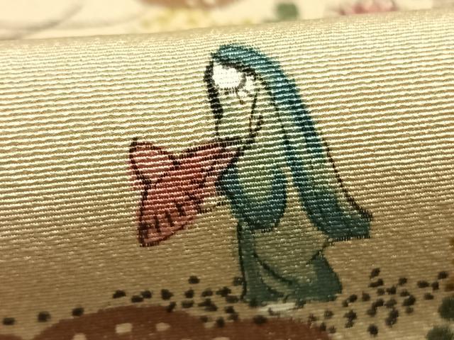平和屋着物●上質な小紋　手描き　雲取り人物花文　正絹　逸品　AABK1520fy