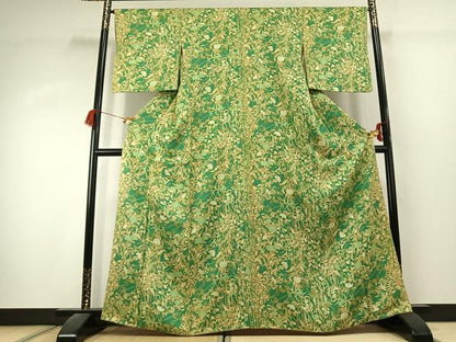 平和屋着物●上質な小紋　草花文　正絹　逸品　AABK1521fy