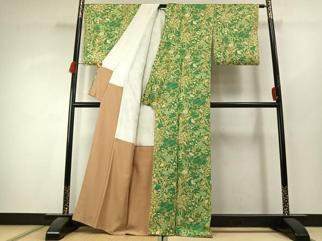 平和屋着物●上質な小紋　草花文　正絹　逸品　AABK1521fy
