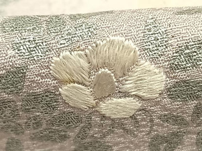 平和屋着物●訪問着　刺繍　草花文　銀彩　正絹　逸品　AABK1523fy