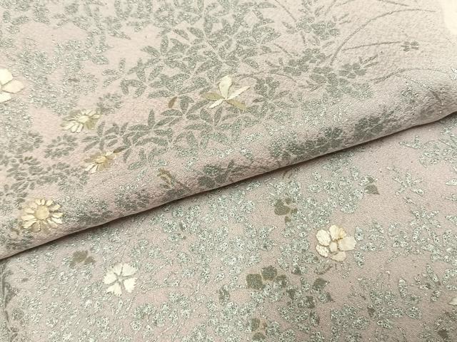 平和屋着物●訪問着　刺繍　草花文　銀彩　正絹　逸品　AABK1523fy