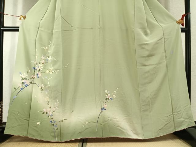 平和屋着物●本加賀友禅作家　南克治　訪問着　枝花文　暈し染め　やまと誂製　正絹　逸品　AABK1524fy