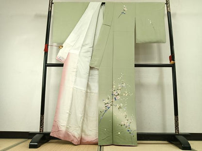 平和屋着物●本加賀友禅作家　南克治　訪問着　枝花文　暈し染め　やまと誂製　正絹　逸品　AABK1524fy