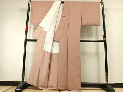 平和屋着物●上質な色無地　紋意匠　一斤染色　正絹　逸品　未使用　AABK1525fy