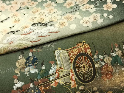 平和屋着物●豪華黒留袖　作家物　人物風景文　金銀彩　正絹　逸品　AABK1527fy