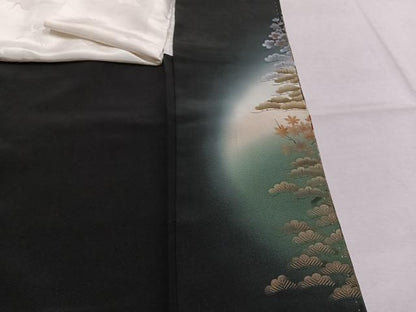 平和屋着物●豪華黒留袖　作家物　人物風景文　金銀彩　正絹　逸品　AABK1527fy