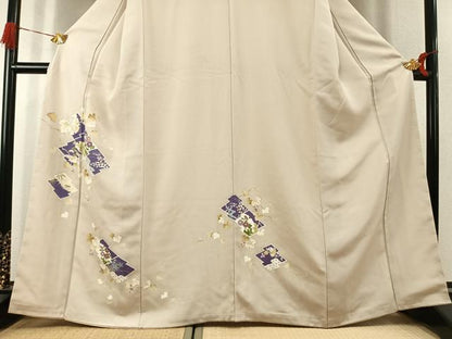 平和屋着物●訪問着　草花文　金彩　正絹　逸品　AABK1529fy