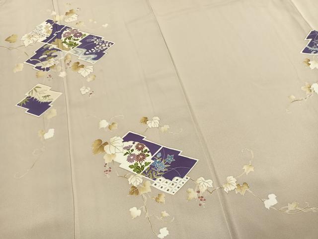 平和屋着物●訪問着　草花文　金彩　正絹　逸品　AABK1529fy