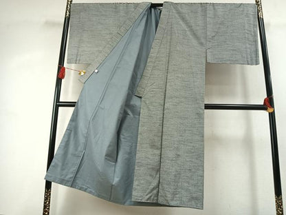 平和屋着物●男性　生紬　草木染　霞文　反端付き　キングサイズ　正絹　逸品　AABK1530fy