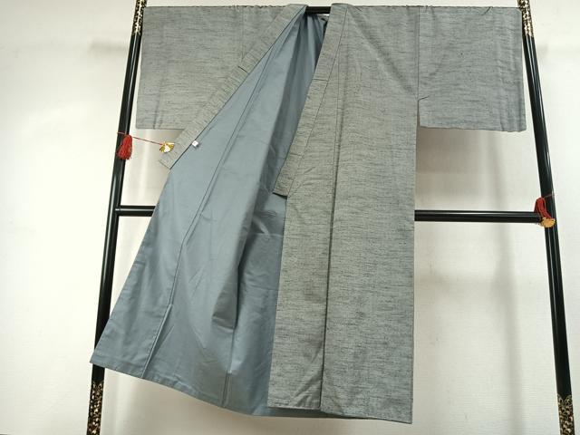 平和屋着物●男性　生紬　草木染　霞文　反端付き　キングサイズ　正絹　逸品　AABK1530fy