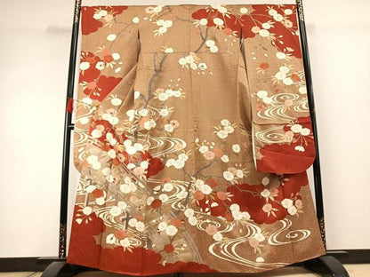 平和屋着物●豪華振袖　枝花文　金彩　正絹　逸品　AABK1532fy