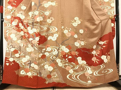 平和屋着物●豪華振袖　枝花文　金彩　正絹　逸品　AABK1532fy