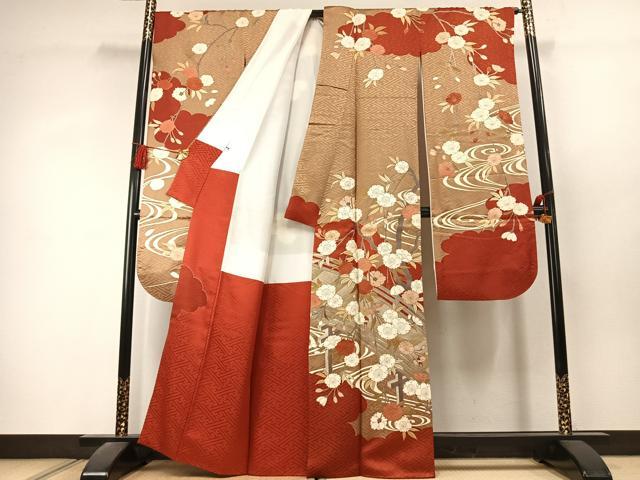 平和屋着物●豪華振袖　枝花文　金彩　正絹　逸品　AABK1532fy