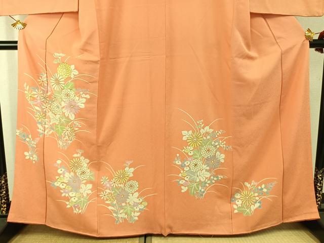 平和屋着物●訪問着　草花文　金彩　正絹　逸品　AABK1533fy