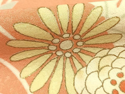 平和屋着物●訪問着　草花文　金彩　正絹　逸品　AABK1533fy