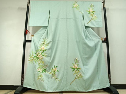 平和屋着物●訪問着　草花文　金彩　正絹　逸品　AABK1534fy