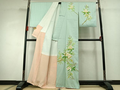 平和屋着物●訪問着　草花文　金彩　正絹　逸品　AABK1534fy