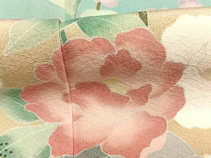 平和屋着物●訪問着　友禅　草花文　暈し染め　正絹　逸品　AABK1537fy