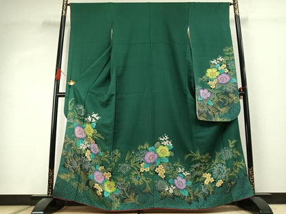 平和屋着物●豪華振袖　草花文　正絹　逸品　AABK1542fy