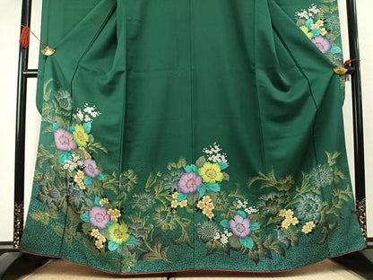 平和屋着物●豪華振袖　草花文　正絹　逸品　AABK1542fy