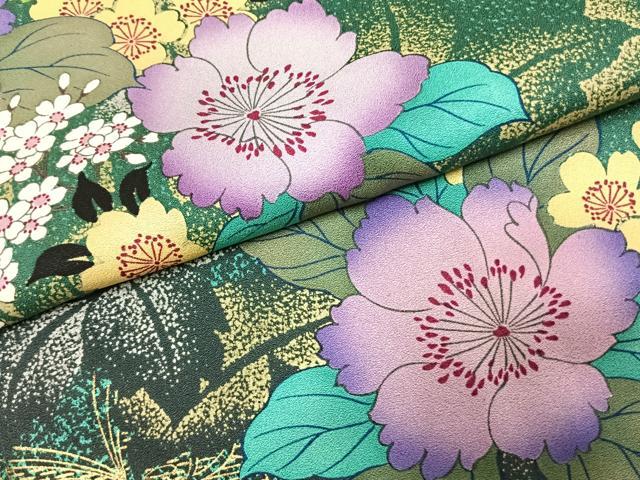 平和屋着物●豪華振袖　草花文　正絹　逸品　AABK1542fy