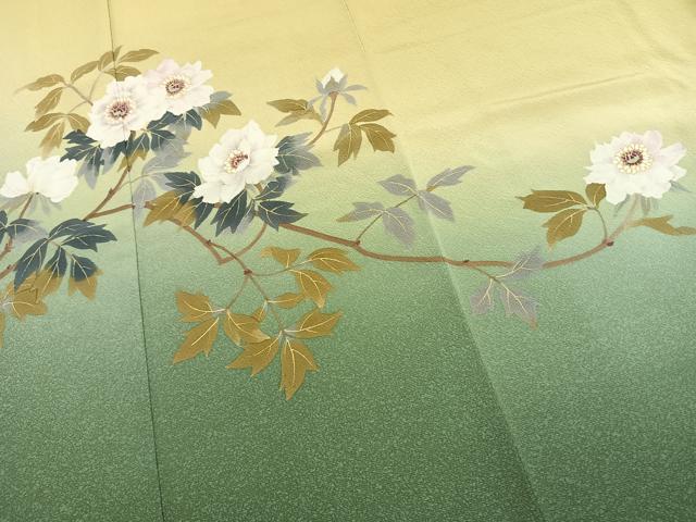 平和屋着物●二代目清次郎　手描き　訪問着　枝花文　暈し染め　正絹　逸品　AABK1543fy
