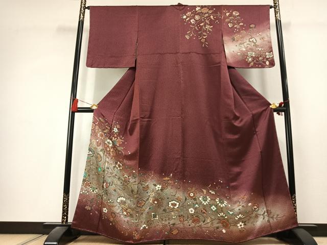 平和屋着物●訪問着　花唐草文　暈し染め　金彩　正絹　逸品　未使用　AABK1545fy