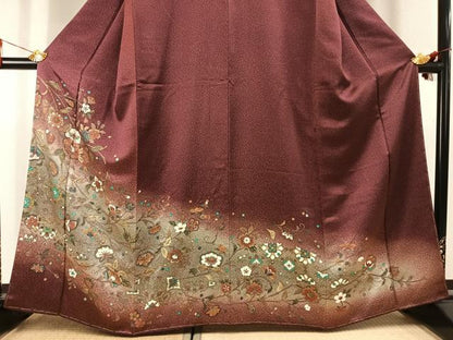 平和屋着物●訪問着　花唐草文　暈し染め　金彩　正絹　逸品　未使用　AABK1545fy