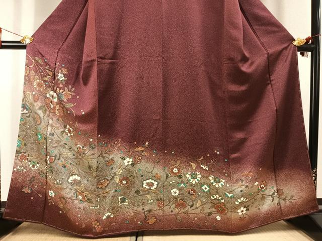 平和屋着物●訪問着　花唐草文　暈し染め　金彩　正絹　逸品　未使用　AABK1545fy