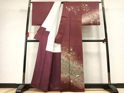 平和屋着物●訪問着　花唐草文　暈し染め　金彩　正絹　逸品　未使用　AABK1545fy