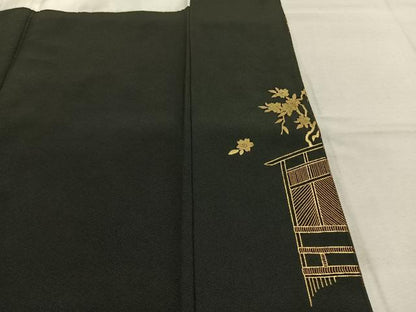 平和屋着物●京友禅作家　元橋宏太郎　黒留袖　松竹梅　風景文　金彩　正絹　逸品　AABK1547fy