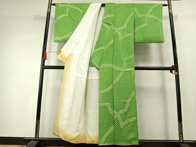 平和屋着物●訪問着　総絞り　幾何学文様　正絹　逸品　AABK1548fy