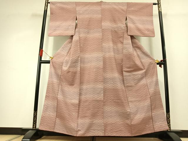 平和屋着物●上質な小紋　紬地　花織　露芝文　正絹　逸品　AABK1549fy