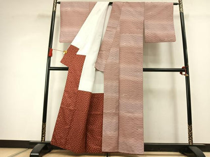 平和屋着物●上質な小紋　紬地　花織　露芝文　正絹　逸品　AABK1549fy