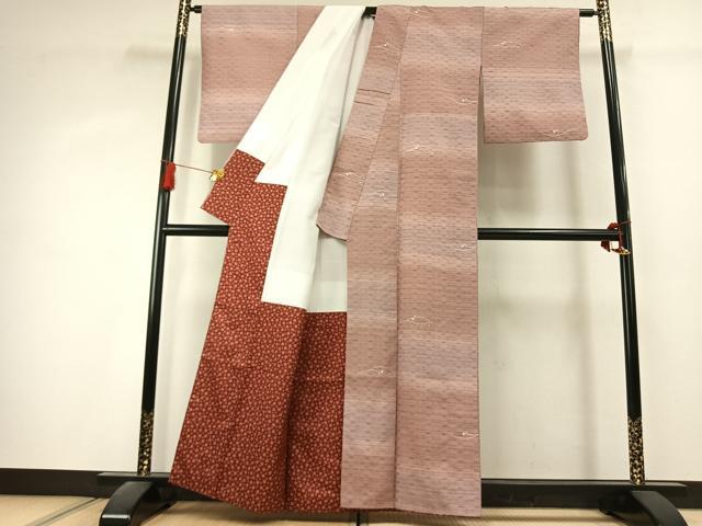 平和屋着物●上質な小紋　紬地　花織　露芝文　正絹　逸品　AABK1549fy