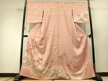 平和屋着物●訪問着　作家物　刺繍　枝花文　暈し染め　金彩　正絹　逸品　AABK1552fy