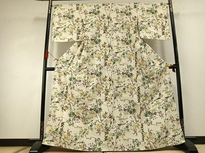 平和屋着物●小紋　枝花文　洗える着物　AABK1553fy