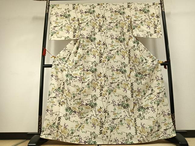 平和屋着物●小紋　枝花文　洗える着物　AABK1553fy