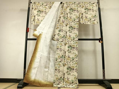 平和屋着物●小紋　枝花文　洗える着物　AABK1553fy