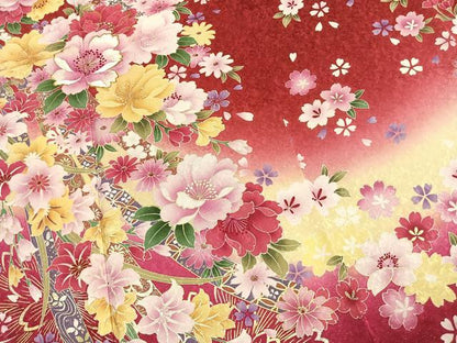 平和屋着物●豪華振袖　草花文　暈し染め　金糸　金銀彩　銀通し地　鈴乃屋扱い　正絹　逸品　AABK1557fy